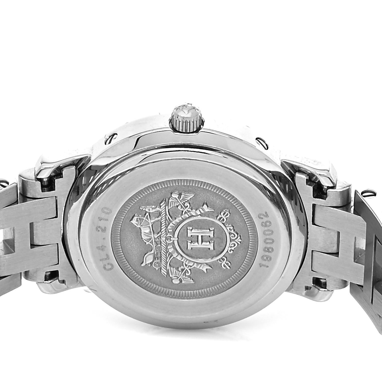 Hermes Stainless Steel Blue Mother of Pearl 24mm Clipper Quartz Watch 4 of 5