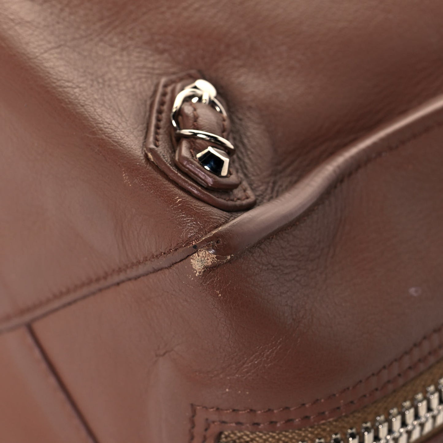 Supple Calfskin Papier Mini A4 Zip Around Tote Marron Tabacco
