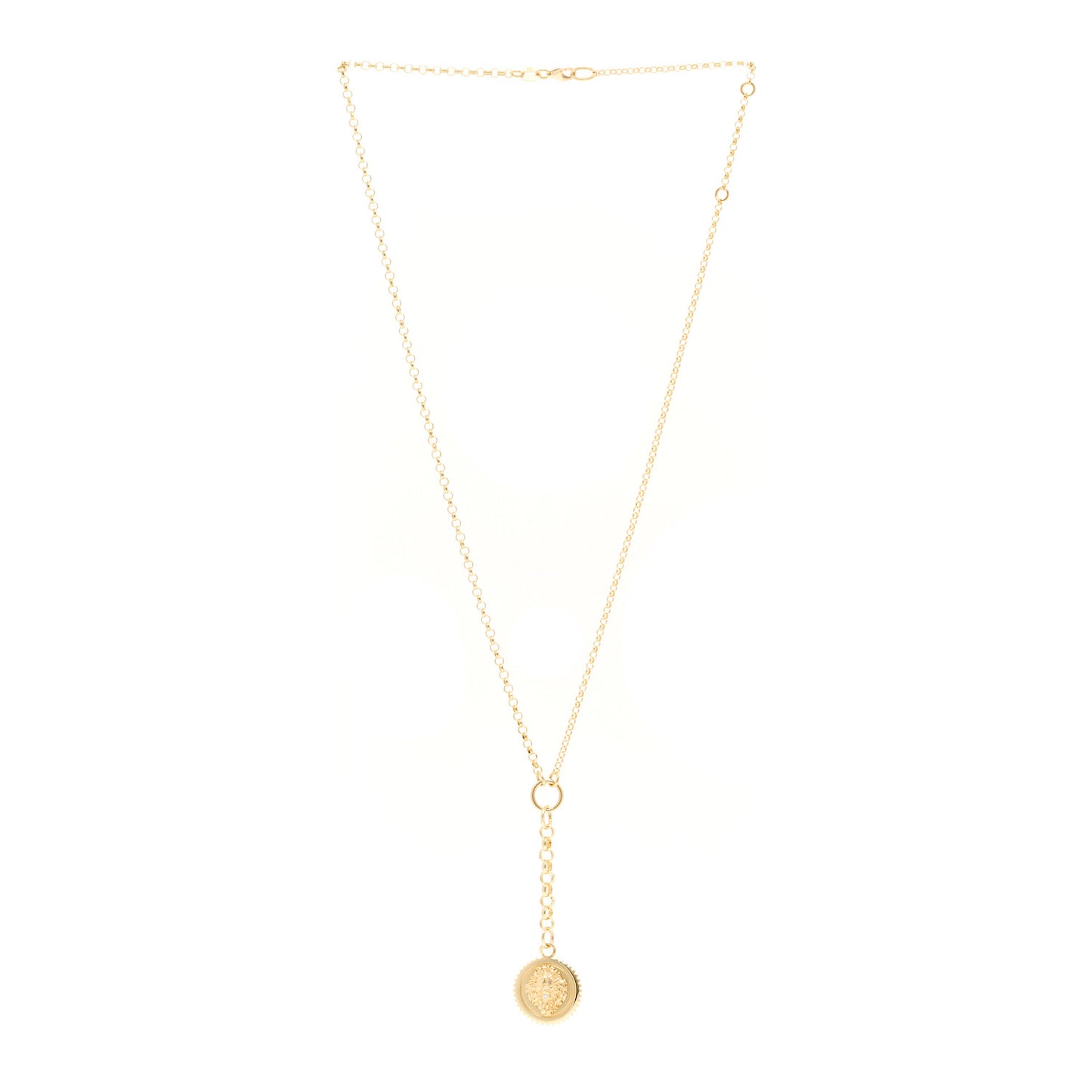 18K Yellow Gold Diamond Small Strength Mixed Belcher Chain Necklace