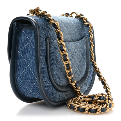 Chanel Washed Denim Quilted Small Messenger Flap Blue 3 of 11