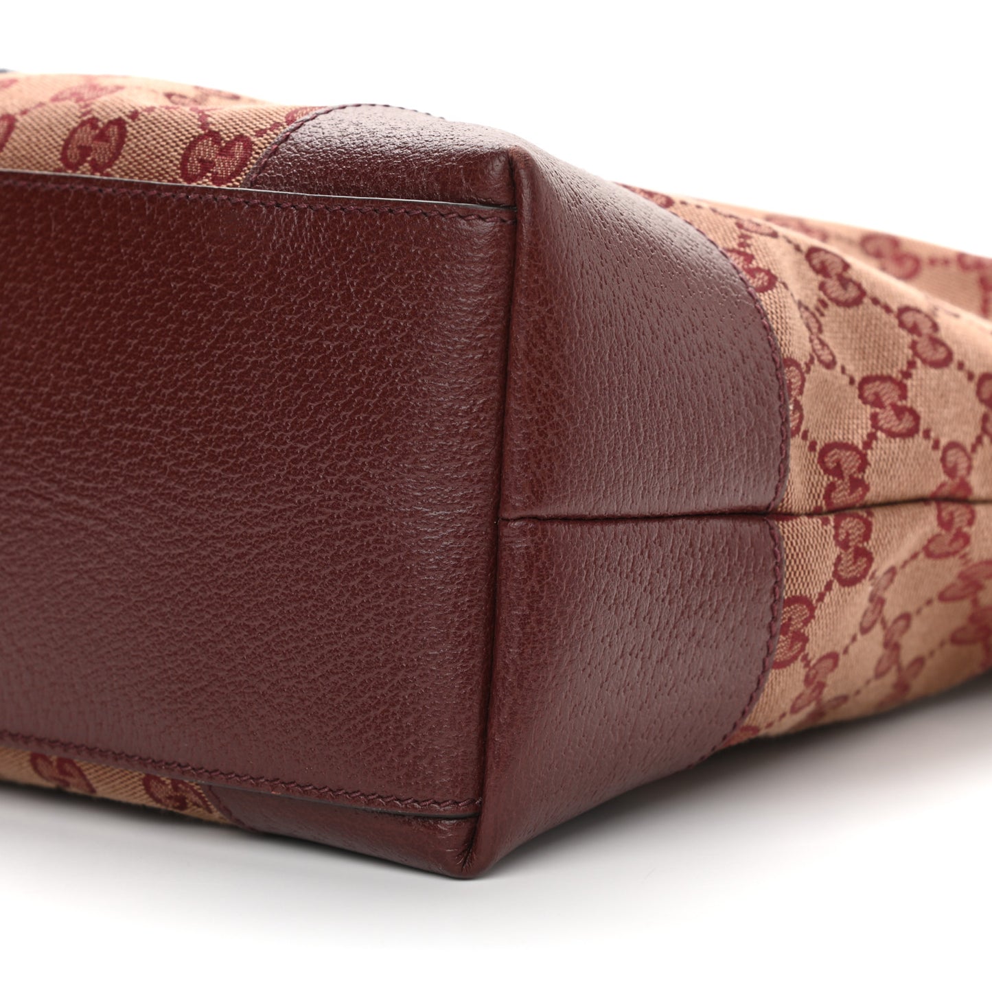 Monogram Textured Dollar Calfskin Web Medium Ophidia Shopping Tote Sahara Rubino Chardonnay