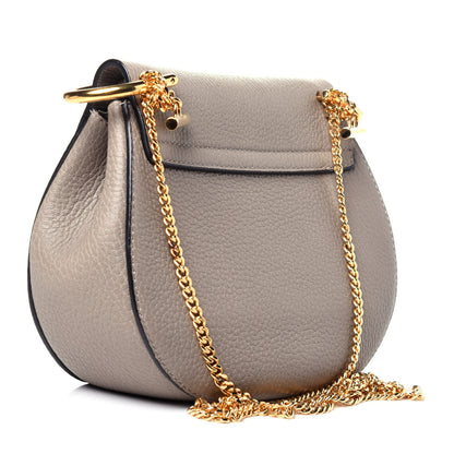 Chloe Grained Lambskin Mini Drew Shoulder Bag Motty Grey 3 of 10