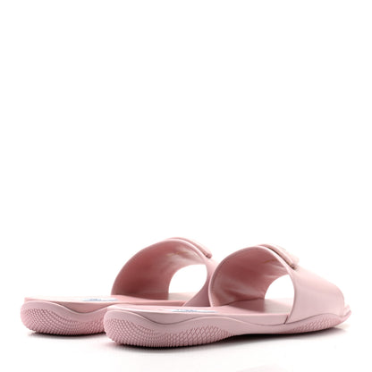 Prada Spazzolato Triangle Logo Slide Flat Sandals 36 Alabastro 4 of 9