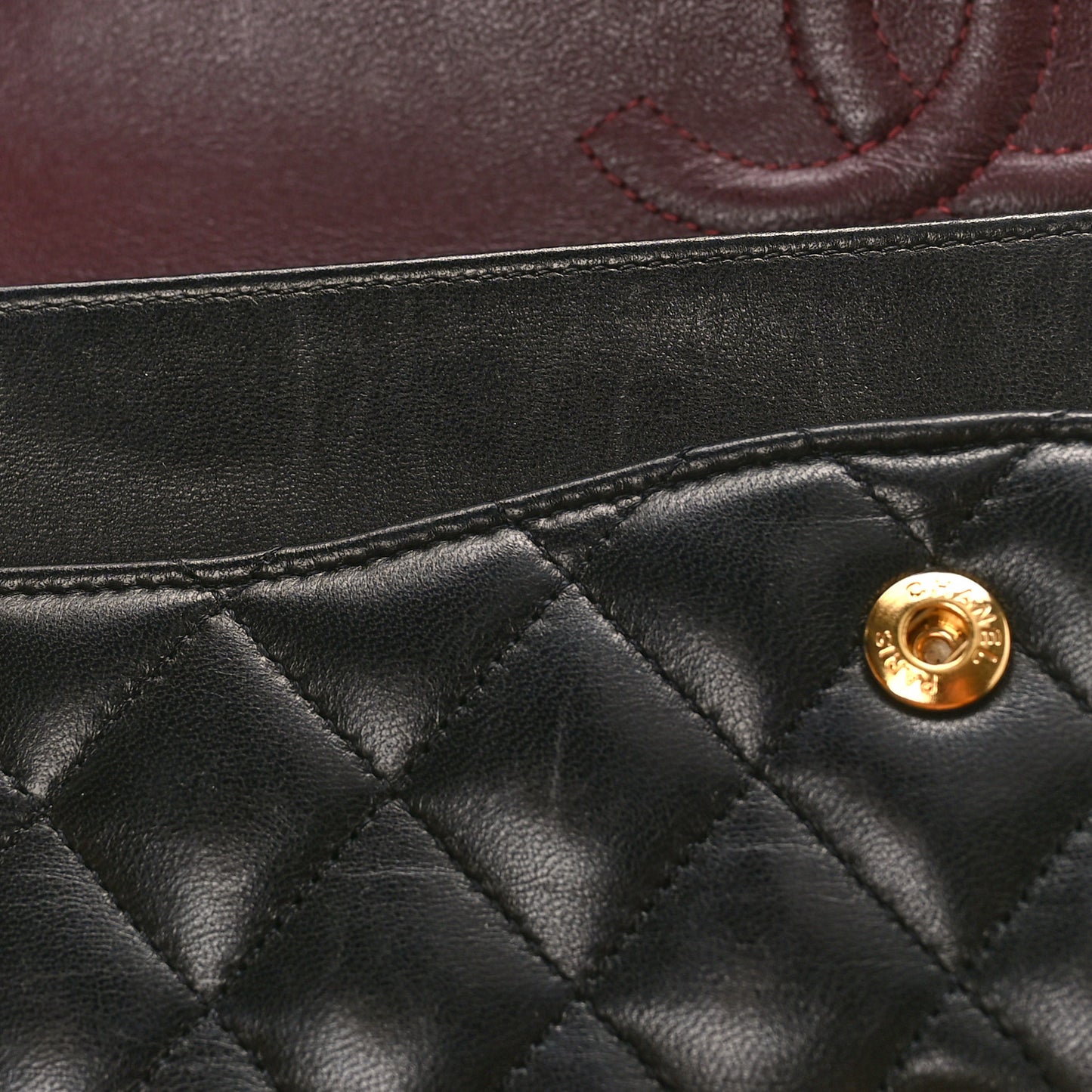 Lambskin Quilted Medium Double Flap Black