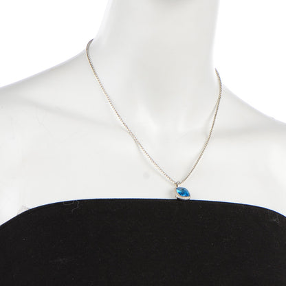 David Yurman Sterling Silver Pave Diamond Blue Topaz 12mm Noblesse Pendant Necklace 2 of 5