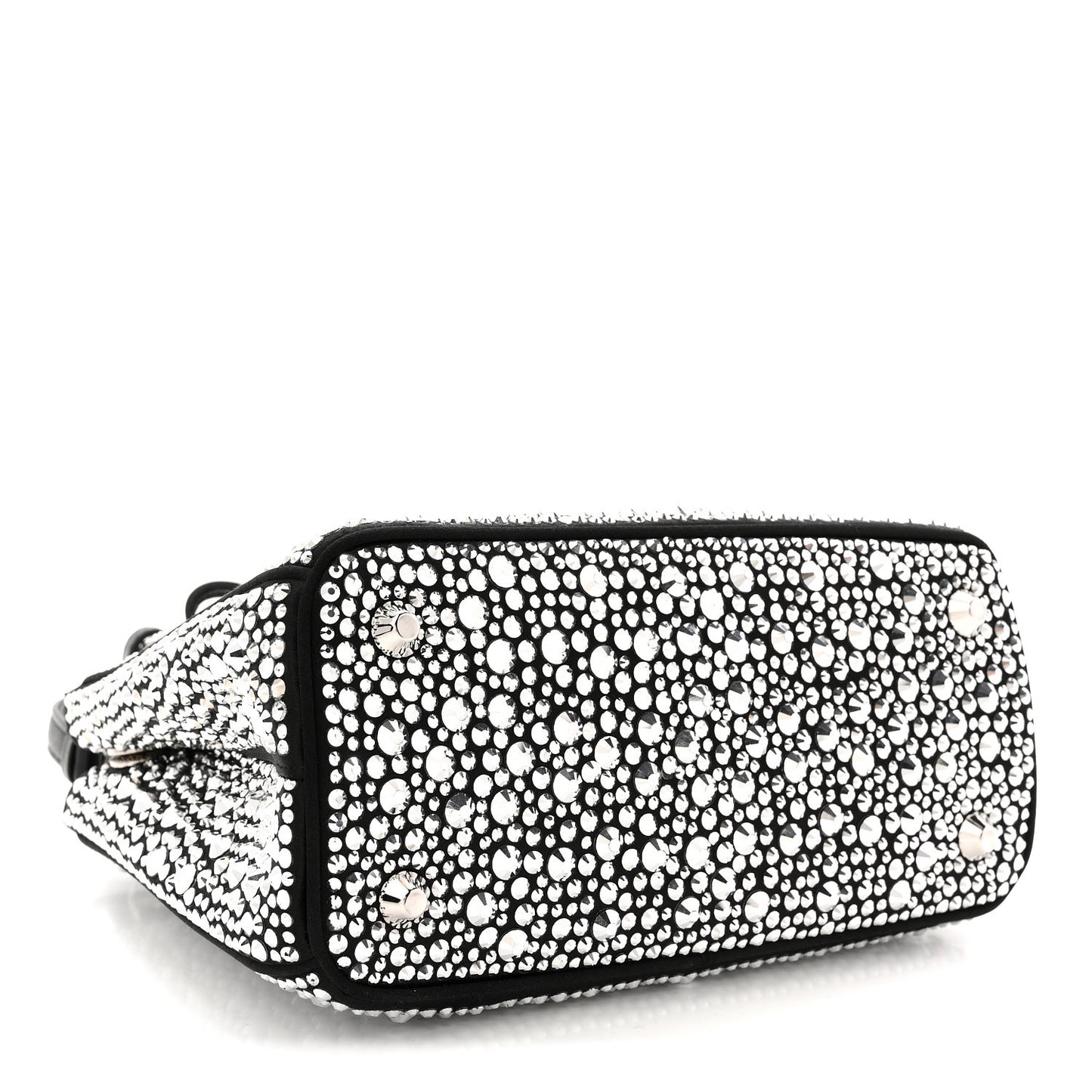 Satin Crystal Mini Galleria Double Zip Tote Metal