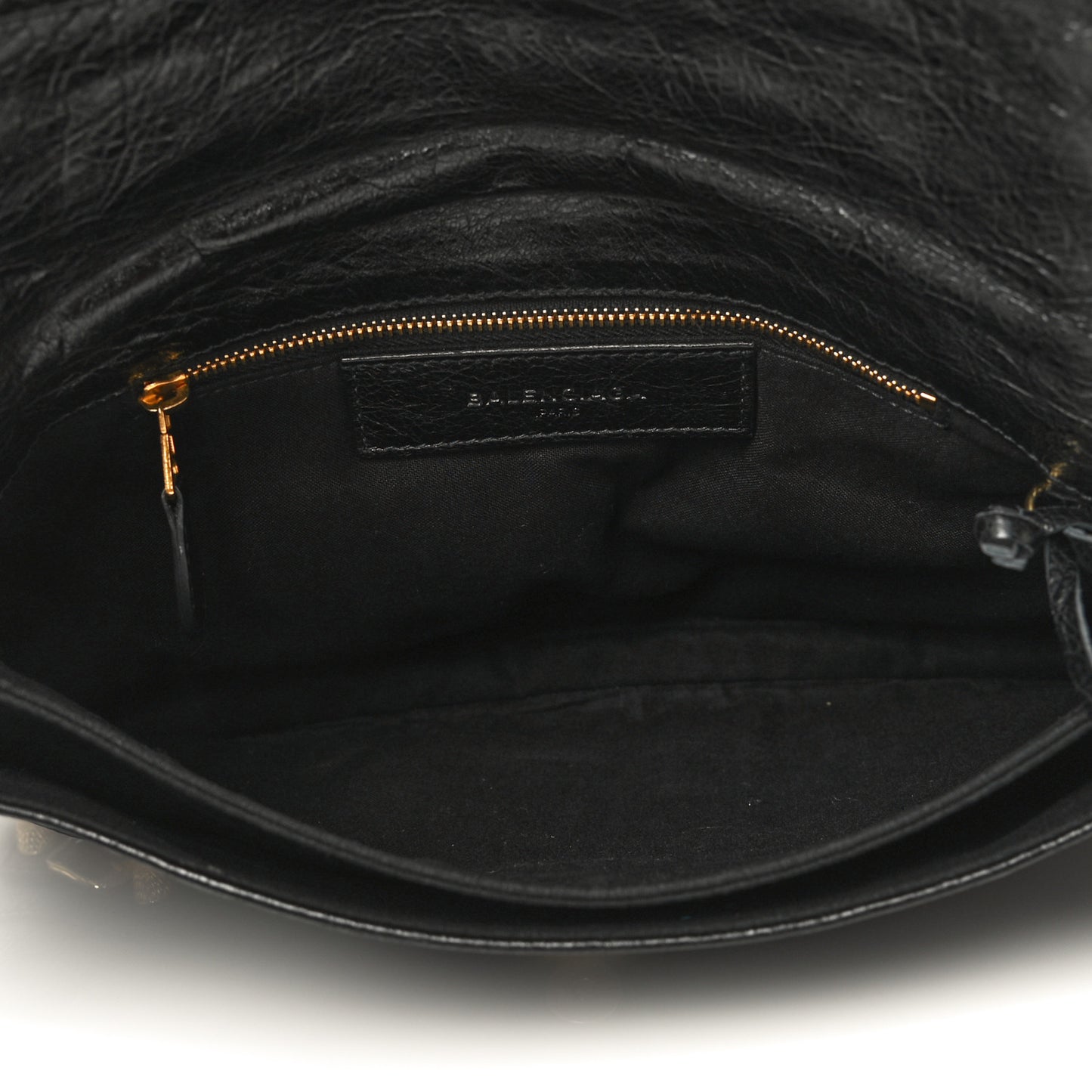 Agneau Giant 12 Gold Hardware Envelope Strap Clutch Black
