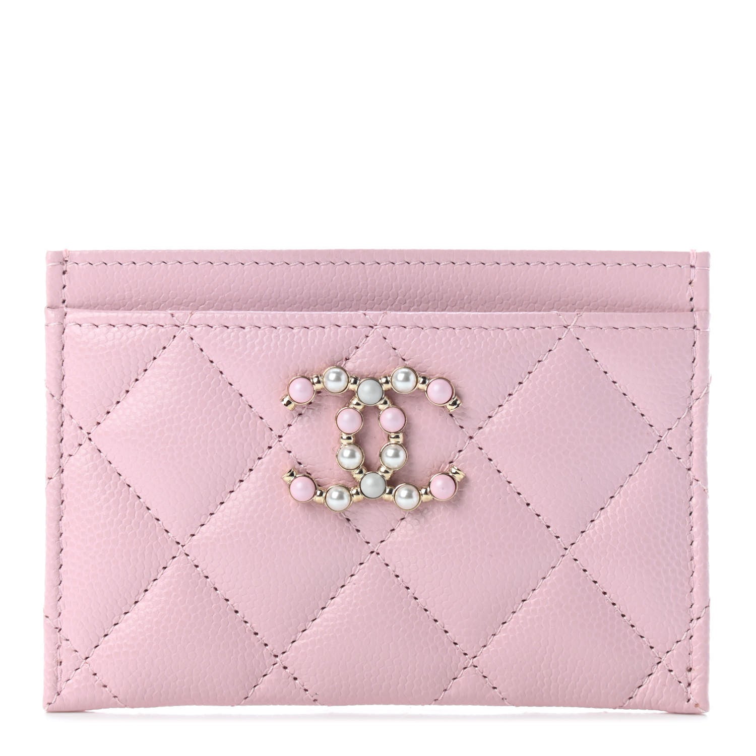 Chanel Caviar Pearl Quilted Coco Candy Card Holder Pink 1 of 8