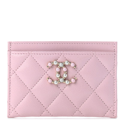 Chanel Caviar Pearl Quilted Coco Candy Card Holder Pink 1 of 8