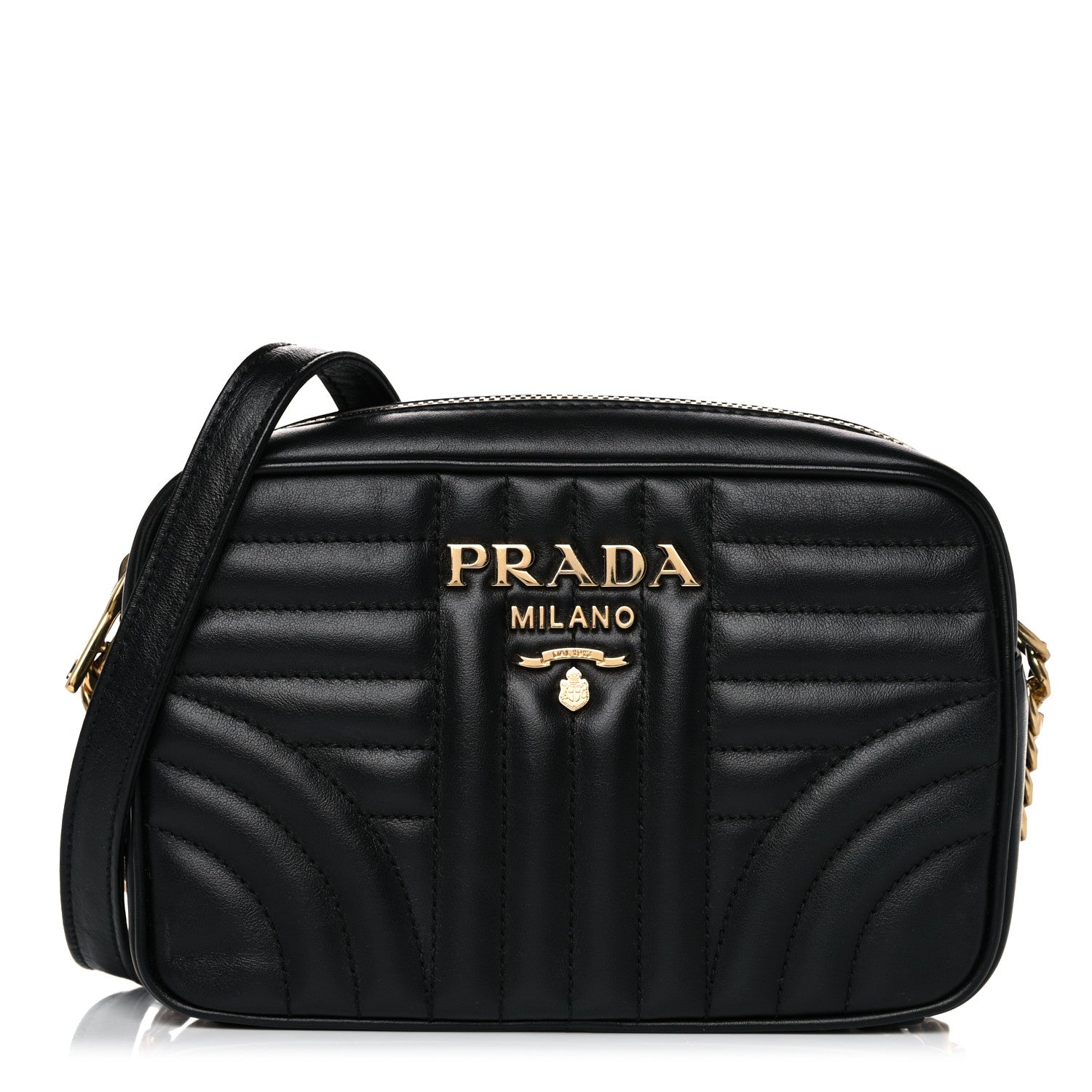 Prada Soft Calfskin Diagramme Crossbody Bag Black 1 of 8