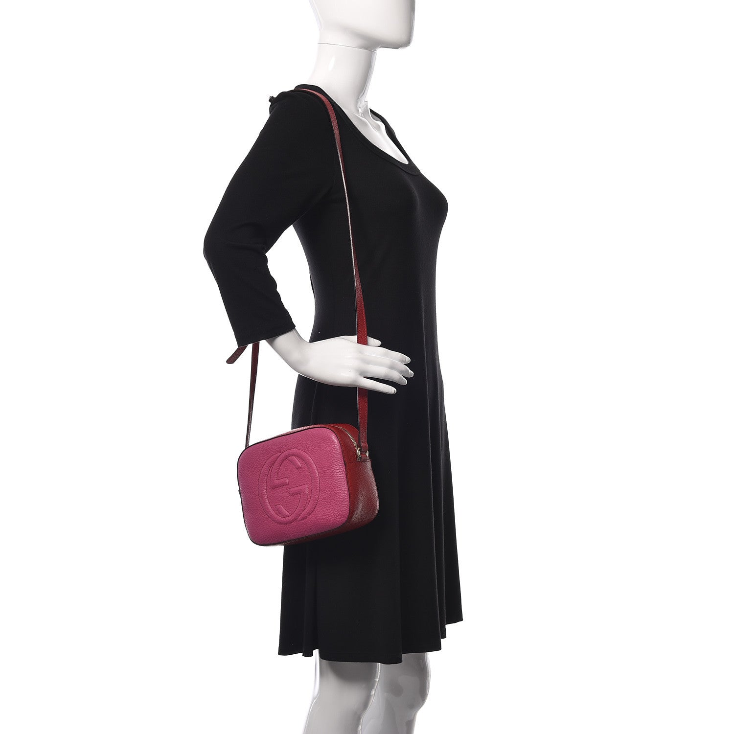 Gucci Dollar Calfskin Bi-Color Small Soho Disco Bag New Rosette Hibiscus Red 2 of 20