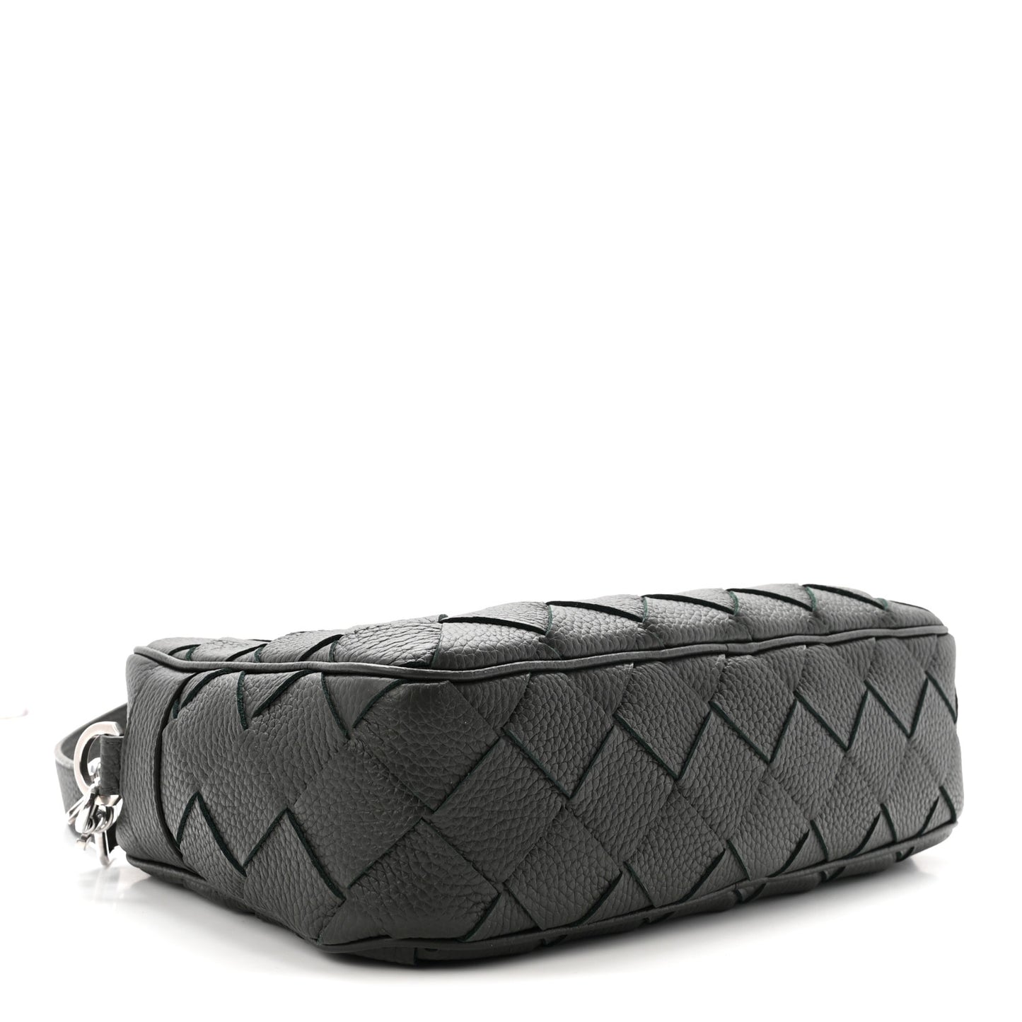 Grained Calfskin Intrecciato Medium Camera Bag Dark Green