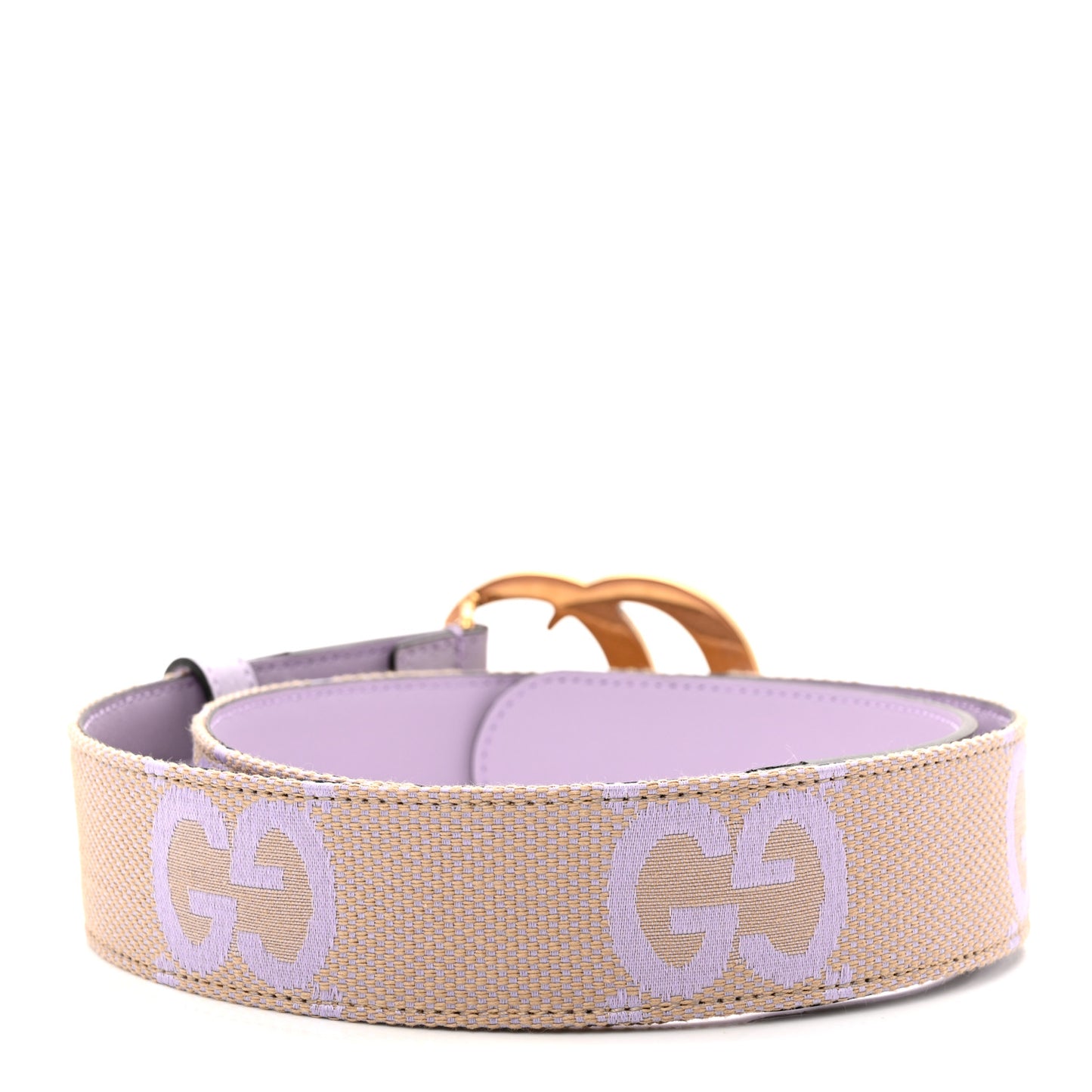 Monogram Jumbo GG Textured Dollar Calfskin Double G Belt 85 34 Beige Lapis