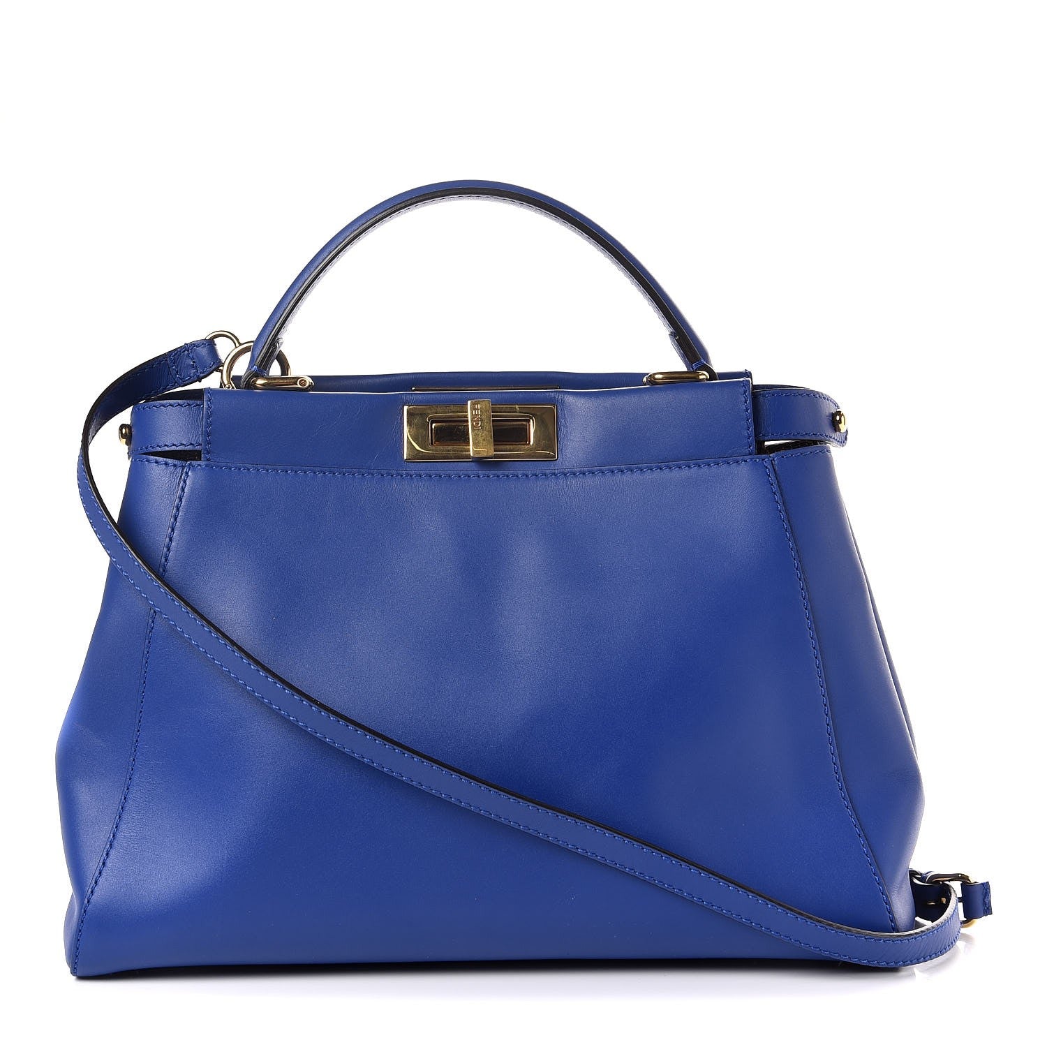Fendi Vitello Morgan Fabric Jacquard Pequin Medium Peekaboo Iconic Satchel Blue Neon Tobacco 1 of 10
