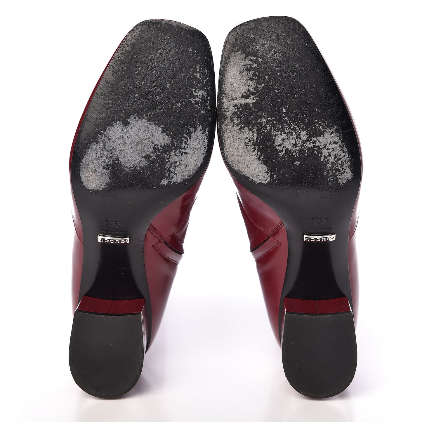 Patent Calfskin Horsebit Boots 39.5 Red
