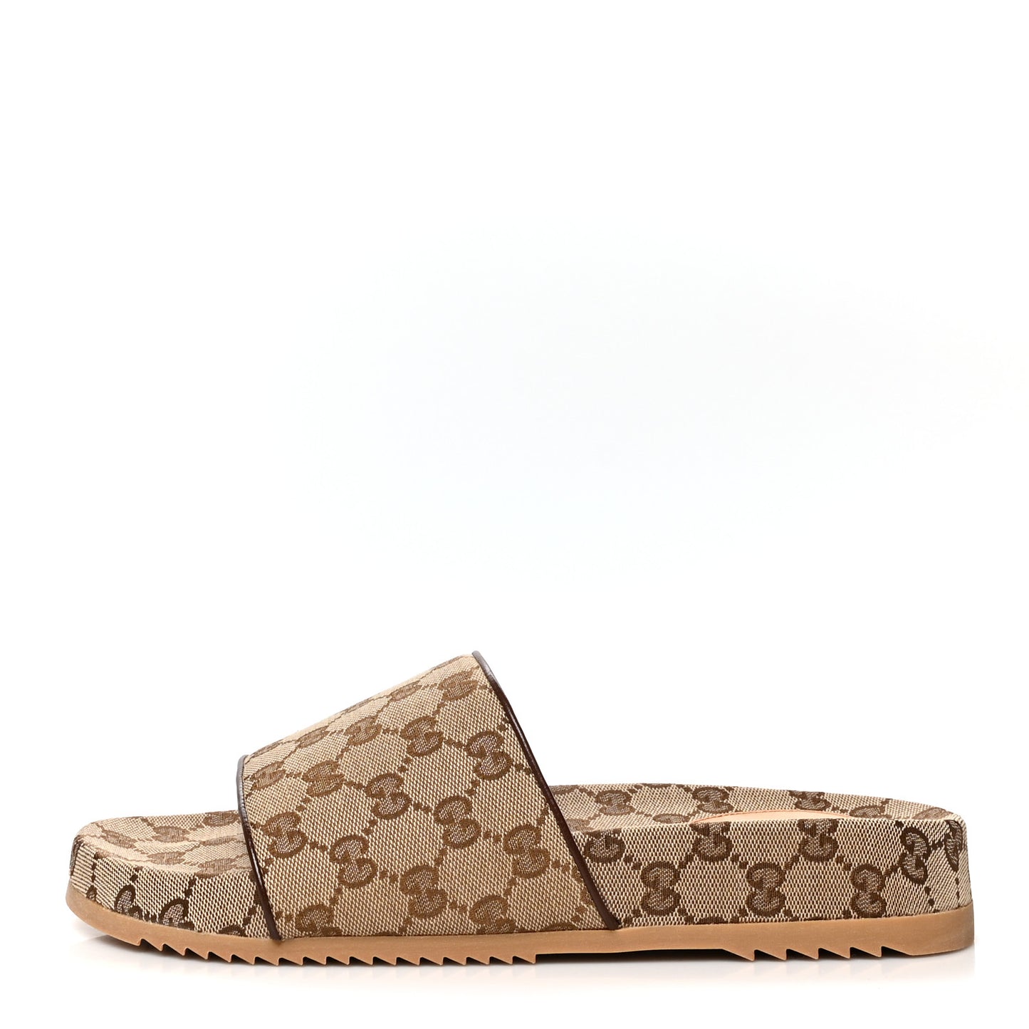 Canvas GG Monogram Mens Slide Sandals 9 Beige