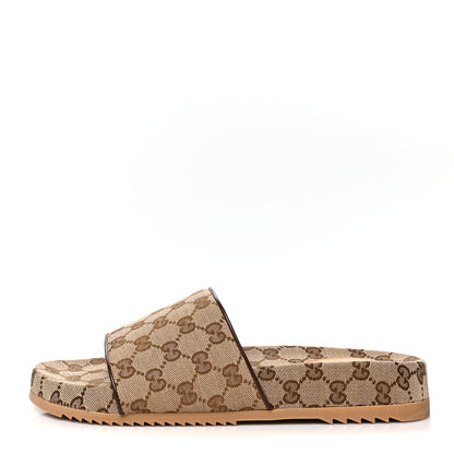 Gucci Canvas GG Monogram Mens Slide Sandals 9 Beige 1 of 9
