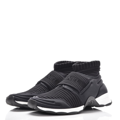 Chanel Stretch Fabric CC Sneakers 38.5 Black 2 of 8