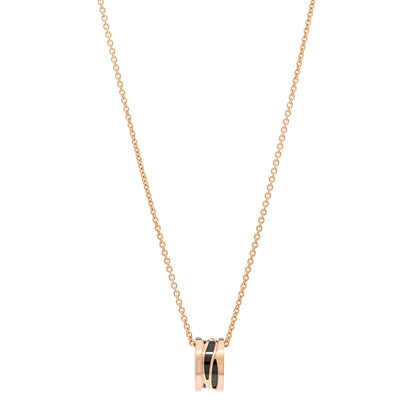 Bulgari 18K Rose Gold Ceramic B.Zero1 Legends Pendant Necklace Black 1 of 5