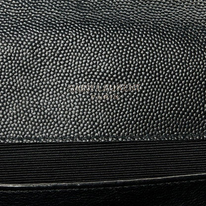 Saint Laurent Grain De Poudre Textured Mixed Matelasse Triquilt Medium Monogram Monochrome Satchel Black 6 of 15