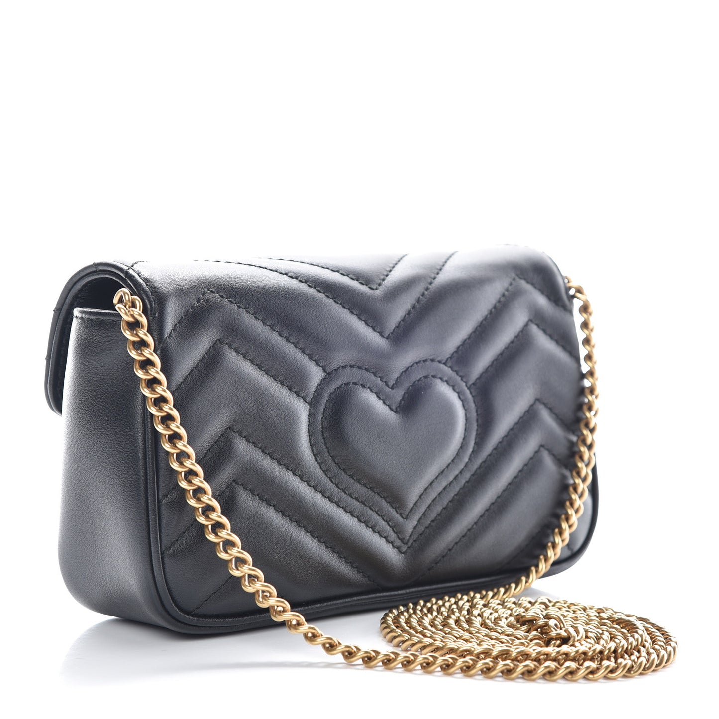 Calfskin Matelasse Super Mini GG Marmont Shoulder Bag Black