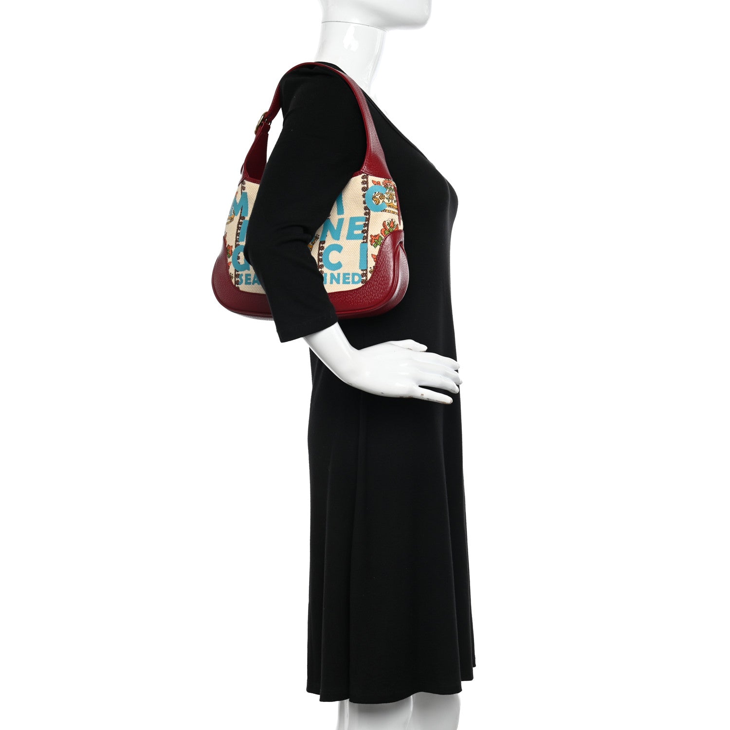 Gucci Canvas Calfskin 100 Centennial Music Small Jackie 1961 Hobo Ivory Red 2 of 10