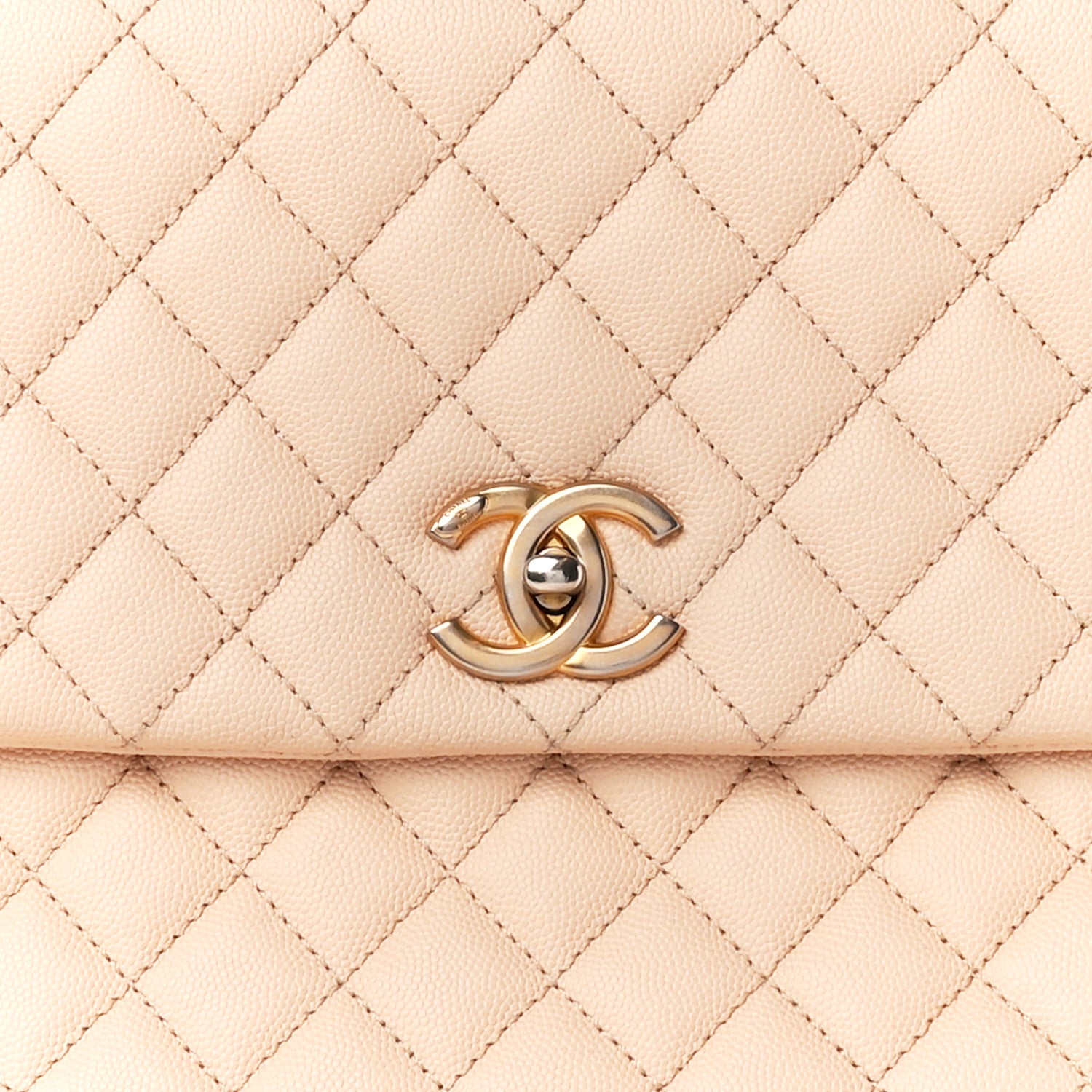 Chanel Caviar Quilted Large Coco Handle Flap Beige 9 of 15
