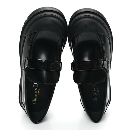 Christian Dior Brushed Calfskin Rubber Dior Code Cap Toe Lug Sole 15mm Loafers 35 Black 2 of 10