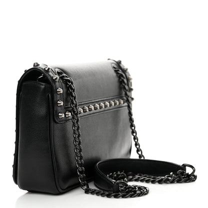 Prada Glace Calfskin Studded Crossbody Black 3 of 14