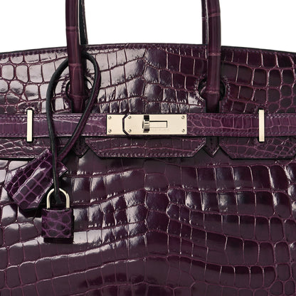 Hermes Shiny Niloticus Crocodile Birkin 30 Amethyst 8 of 14