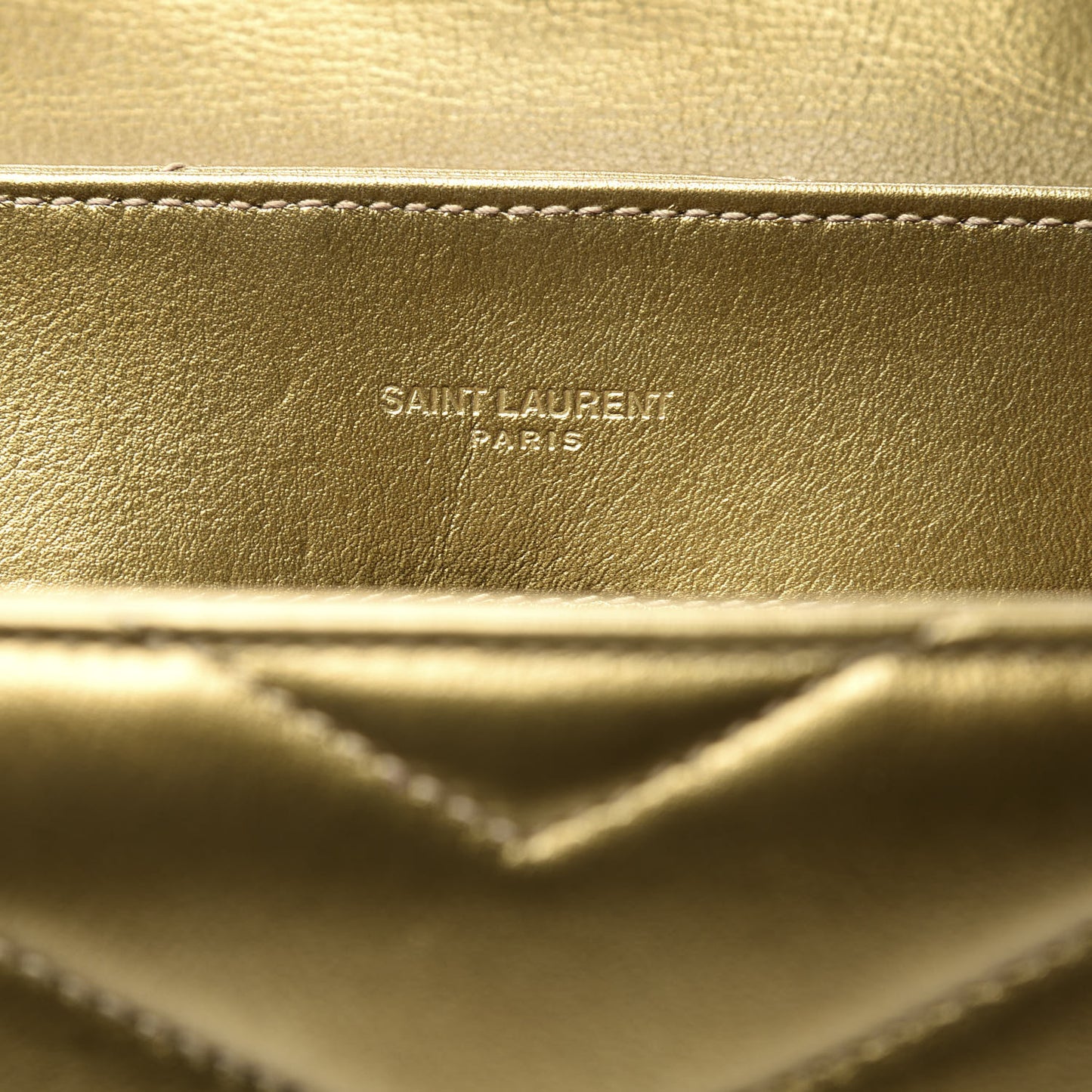 Metallic Calfskin Y Quilted Small Loulou Monogram Chain Satchel Gold