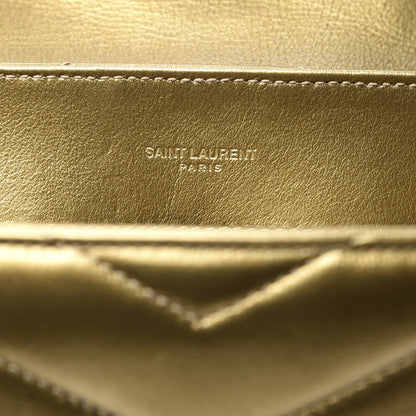 Saint Laurent Metallic Calfskin Y Quilted Small Loulou Monogram Chain Satchel Gold 5 of 10