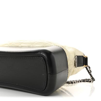 Chanel Aged Calfskin Quilted Medium Gabrielle Hobo Black White 10 of 10