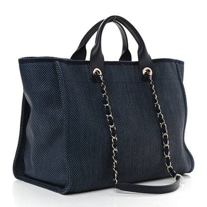 Chanel Denim Medium Deauville Tote Dark Blue 3 of 10