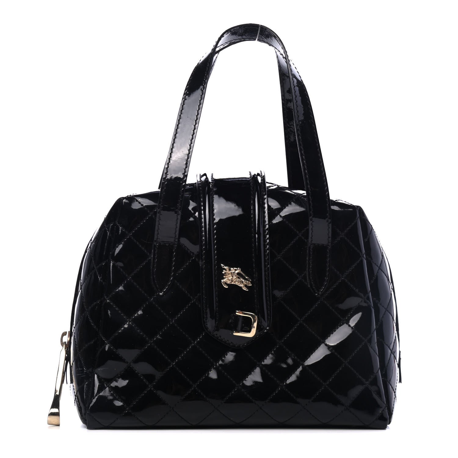 Burberry Patent Quilted Top Handle Bag Black 1 of 4