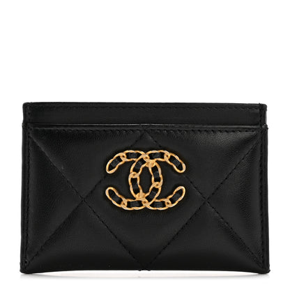 Chanel Lambskin Quilted Chanel 19 Card Holder Black 1 of 11