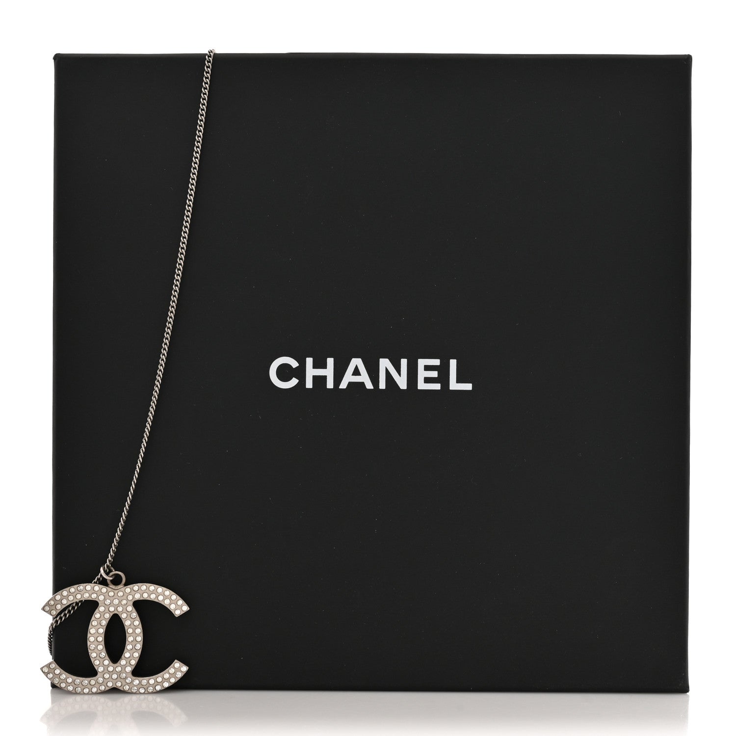 Chanel Crystal Large CC Pendant Necklace Silver 5 of 5