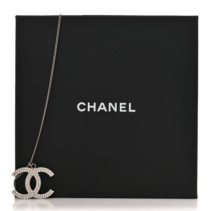 Chanel Crystal Large CC Pendant Necklace Silver 5 of 5