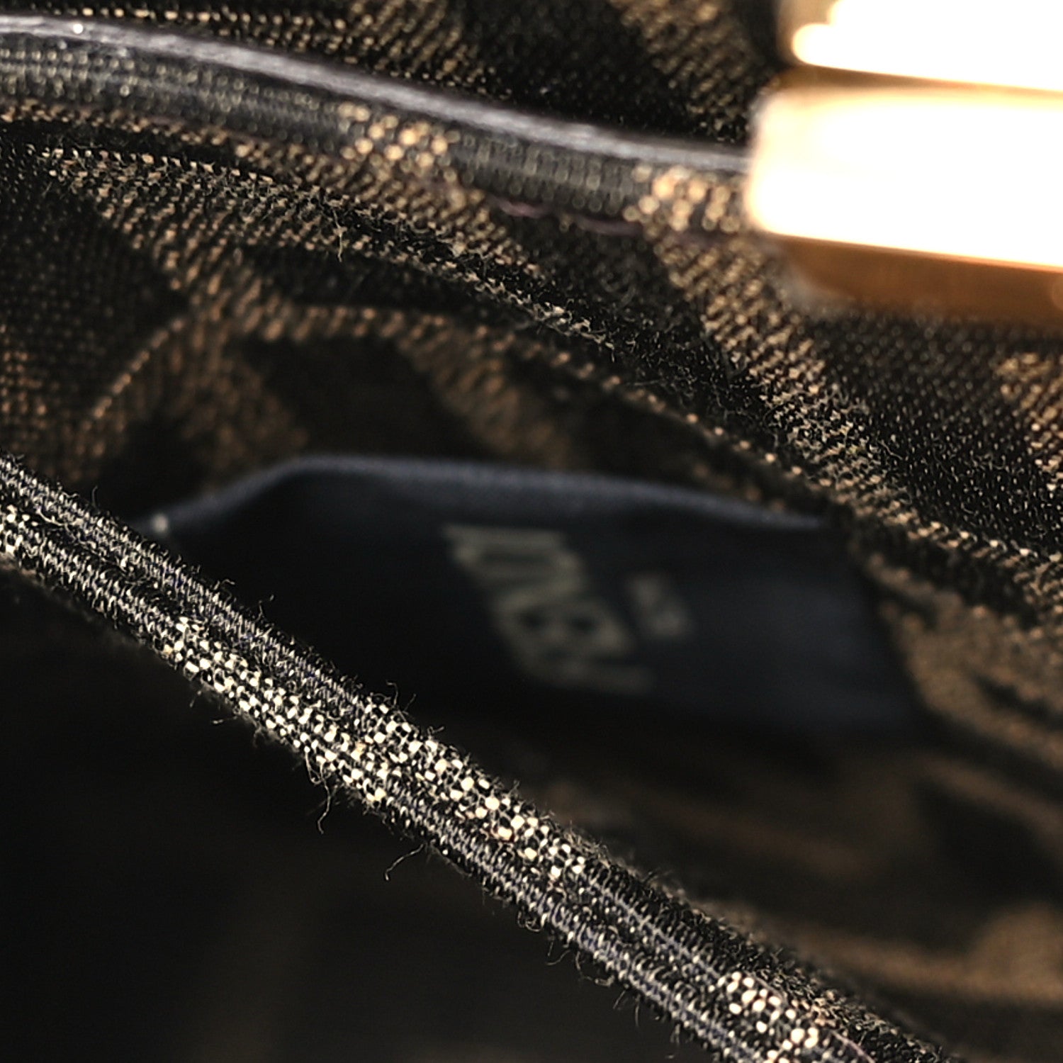 Fendi Wool Fabric Jacquard Cuoio Small Houndstooth FF 1974 Petite Peekaboo I SEE U Satchel Grigio Anthracite 5 of 7