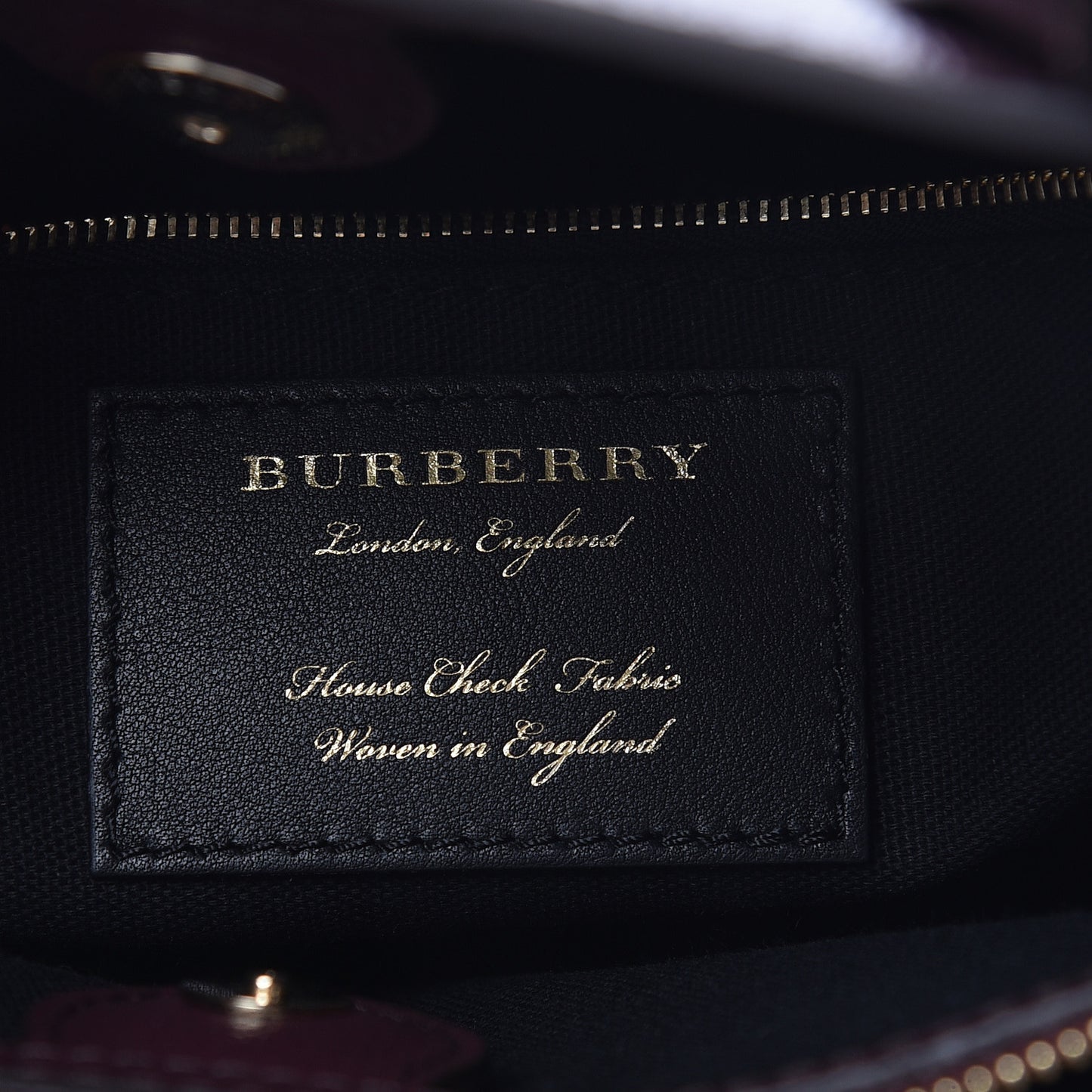 Grainy Calfskin House Check Medium Banner Tote Elderberry