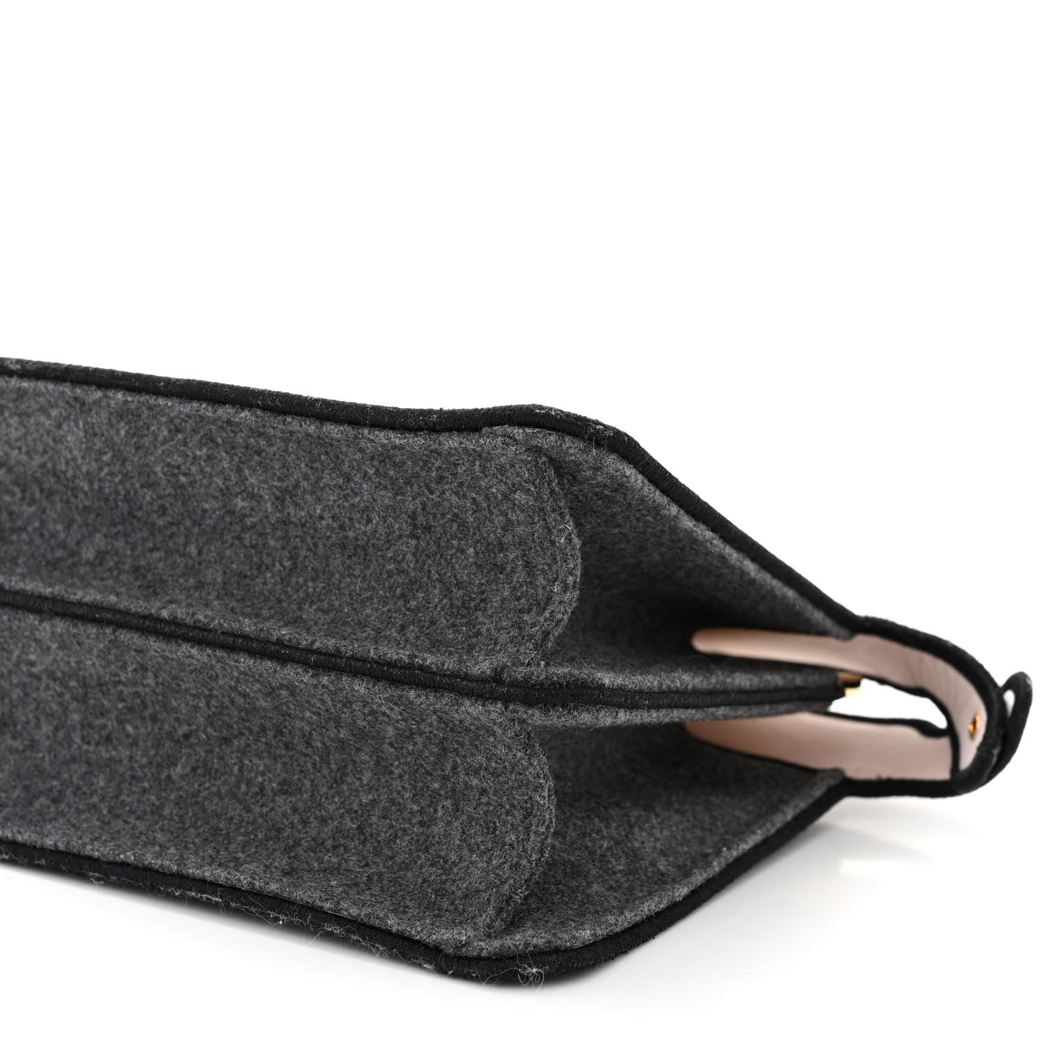 Fendi Melange Flannel Satin Threaded Edge Medium Peekaboo I SEE U East West Satchel Grigio Bois de Rose 12 of 13