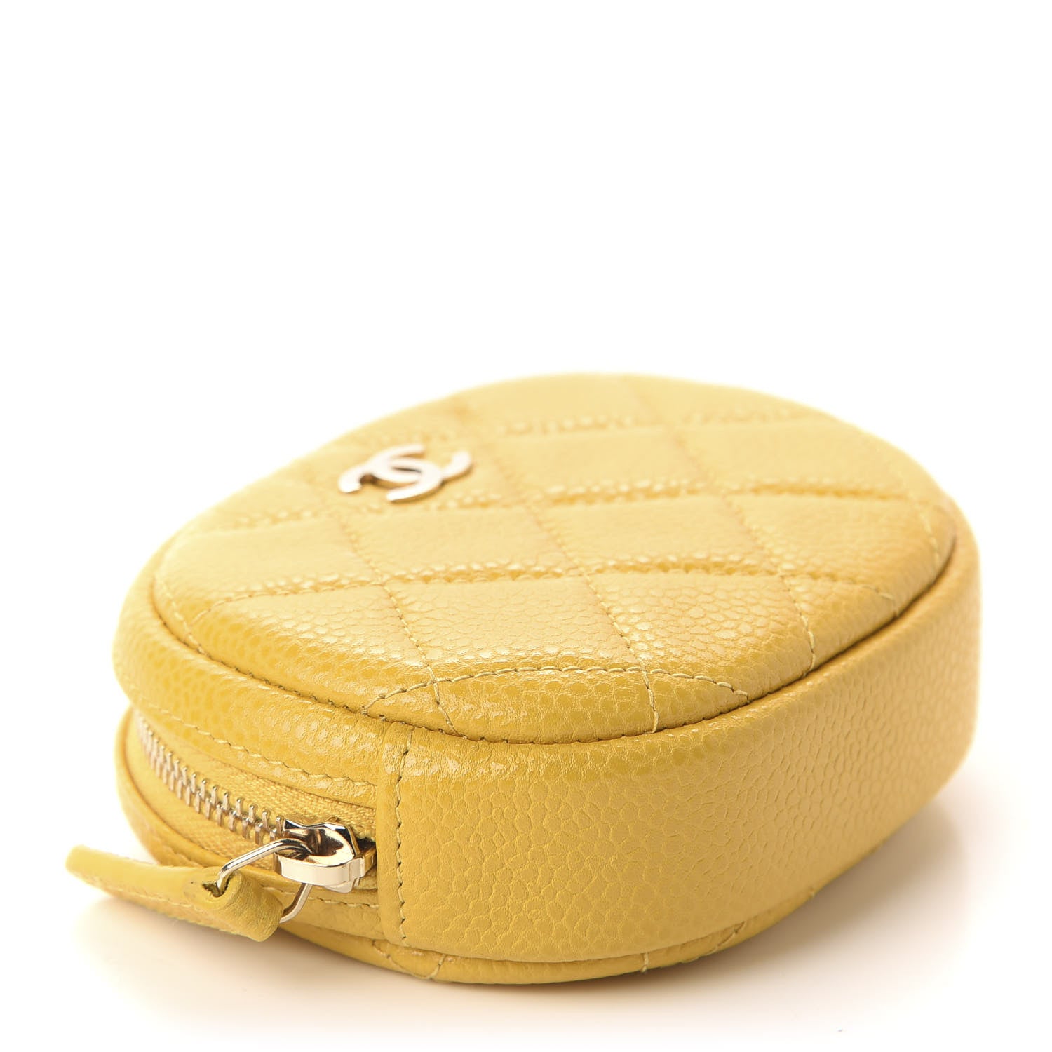 Chanel Caviar Quilted Zip Around Classic Coin Purse Yellow 4 of 8