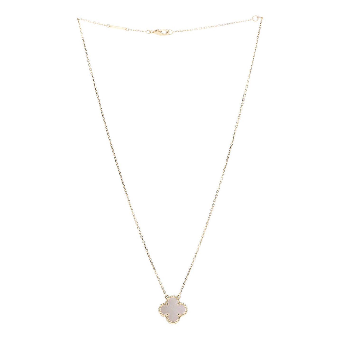 18K Yellow Gold Mother of Pearl Vintage Alhambra Pendant Necklace