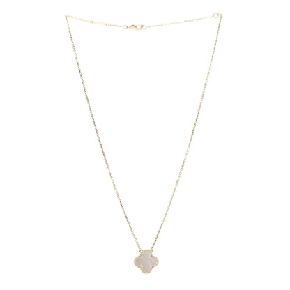 Van Cleef & Arpels 18K Yellow Gold Mother of Pearl Vintage Alhambra Pendant Necklace 3 of 6