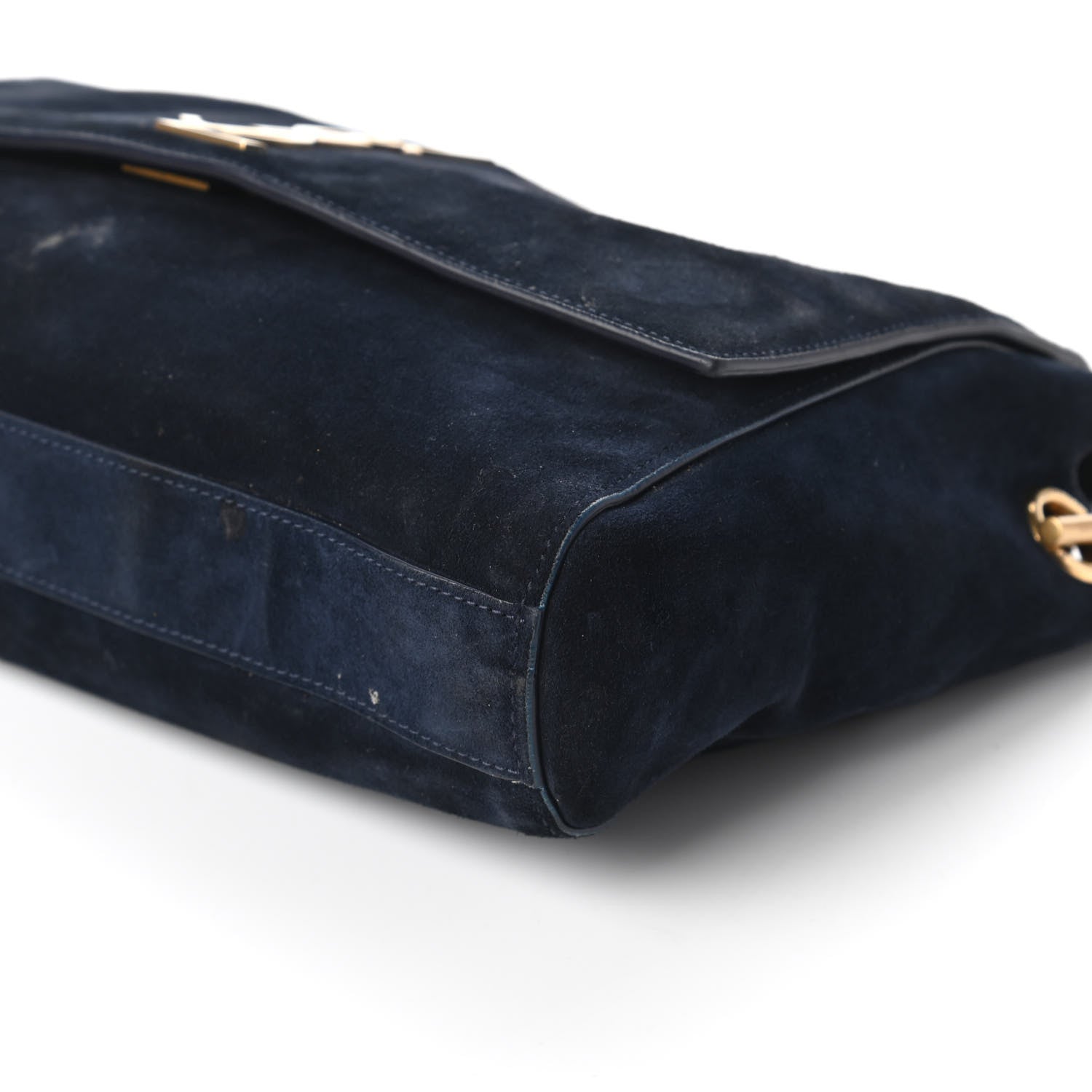 Saint Laurent Smooth Calfskin Suede Medium Reversible Monogram Kate Satchel Navy 16 of 17