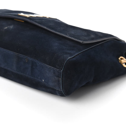 Saint Laurent Smooth Calfskin Suede Medium Reversible Monogram Kate Satchel Navy 16 of 17