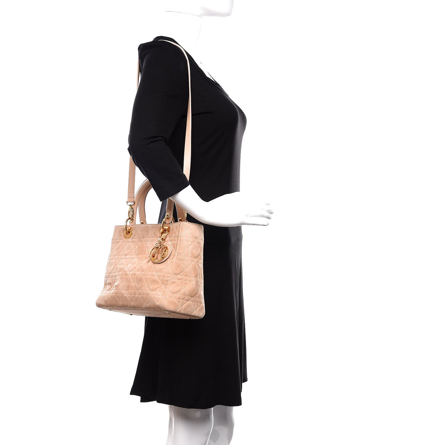 Suede Cannage Medium Lady Dior Beige