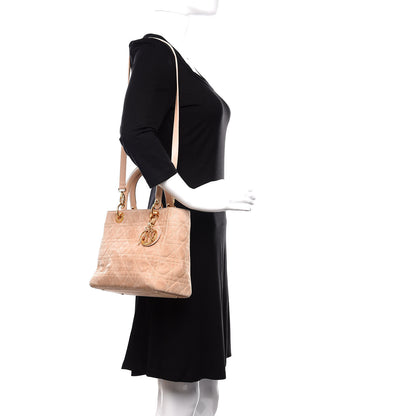 Christian Dior Suede Cannage Medium Lady Dior Beige 2 of 19