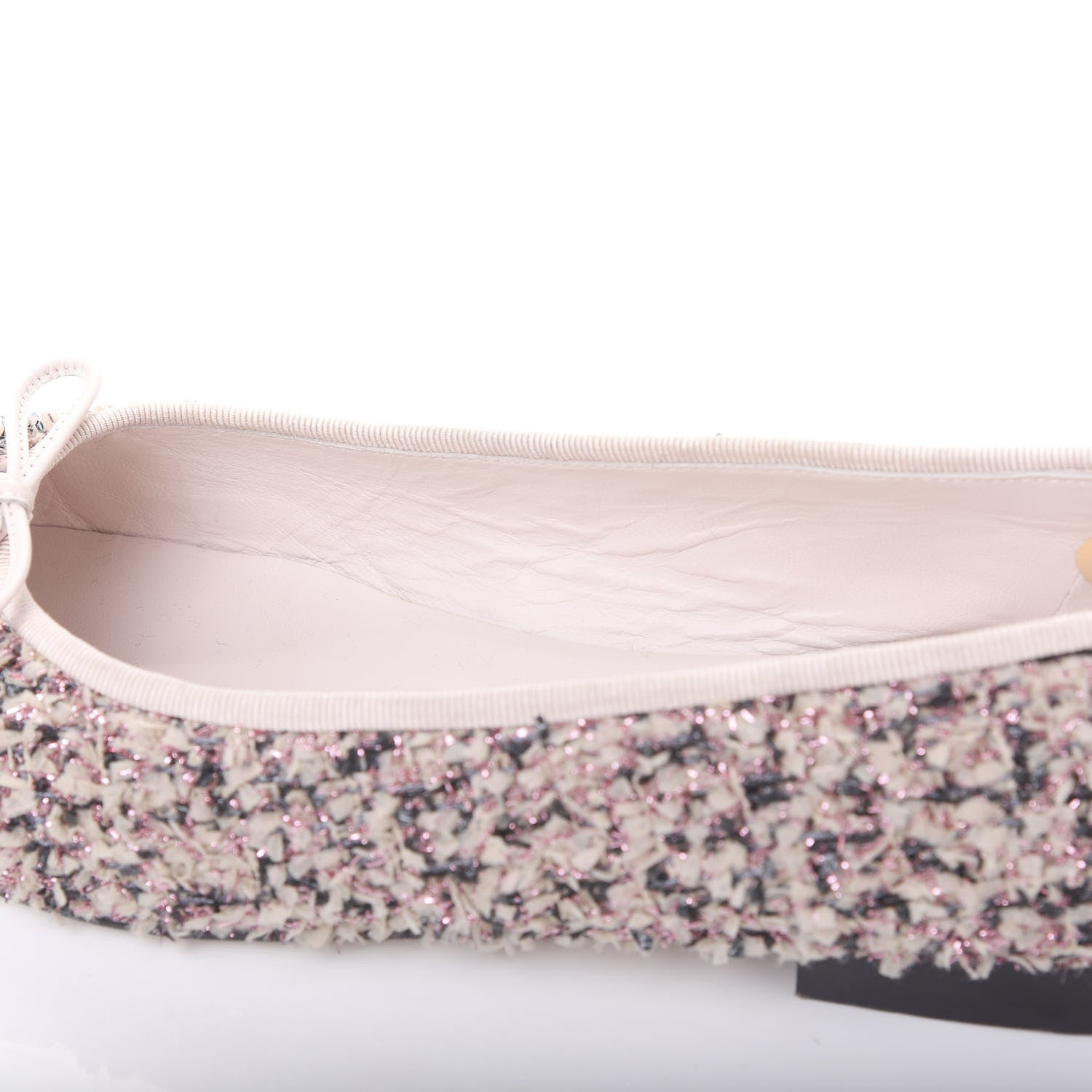 Chanel Tweed Patent Calfskin Cap Toe Ballerina Flats 41 Pink Black 9 of 9