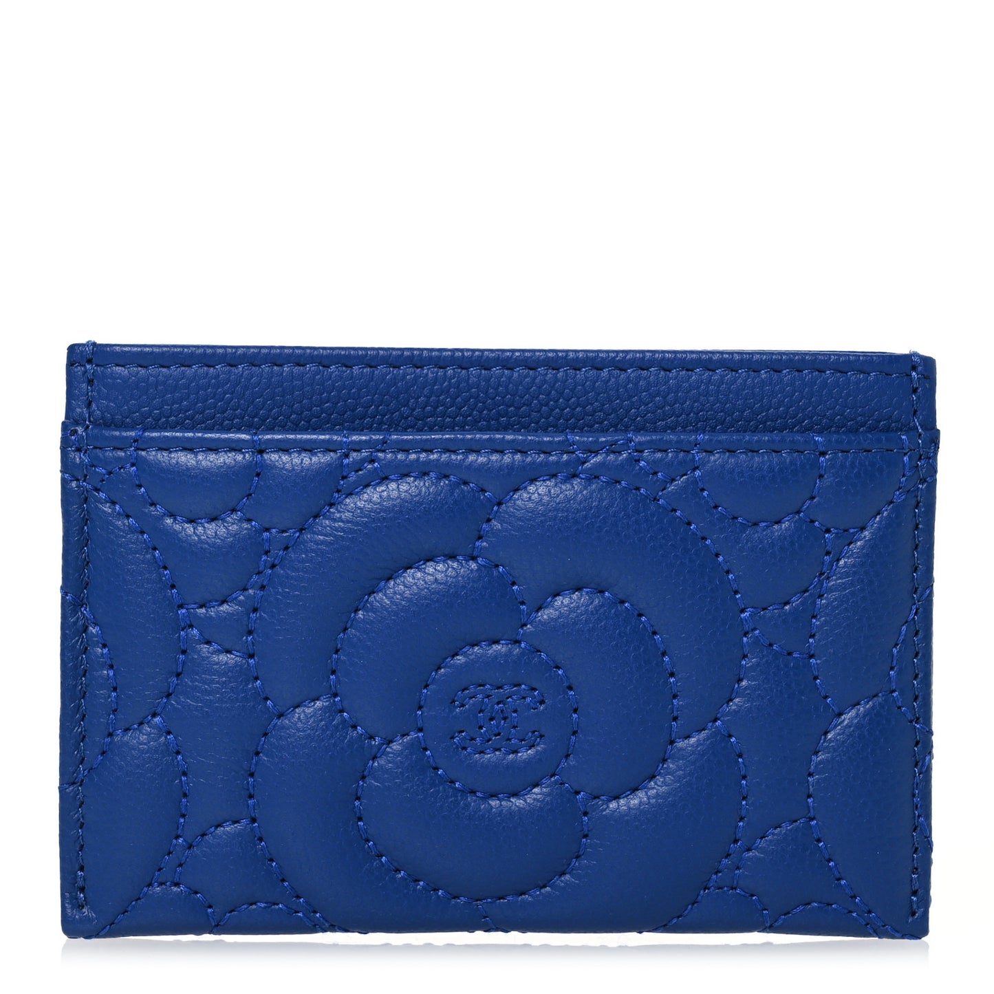Caviar Camellia Quilted Card Holder Blue